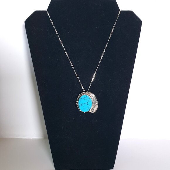 Vintage TC-25 Taxco Mexico Sterling Genuine Turquoise Statement Pendant & Brooch - Picture 7 of 11